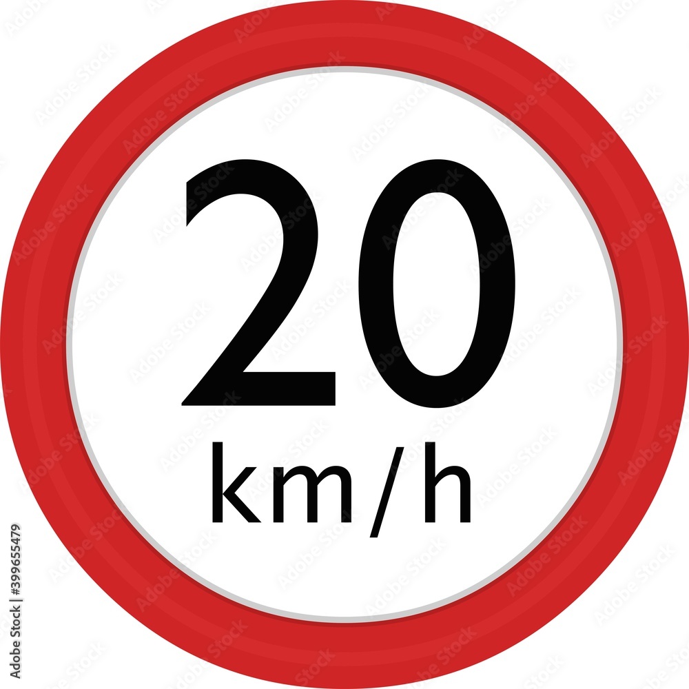 Vector Emoticon Illustration Of A Classic Symbol Of Maximum Speed Of 20 