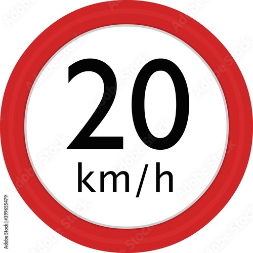 vector emoticon illustration of a classic symbol of maximum speed of 20 km / h
