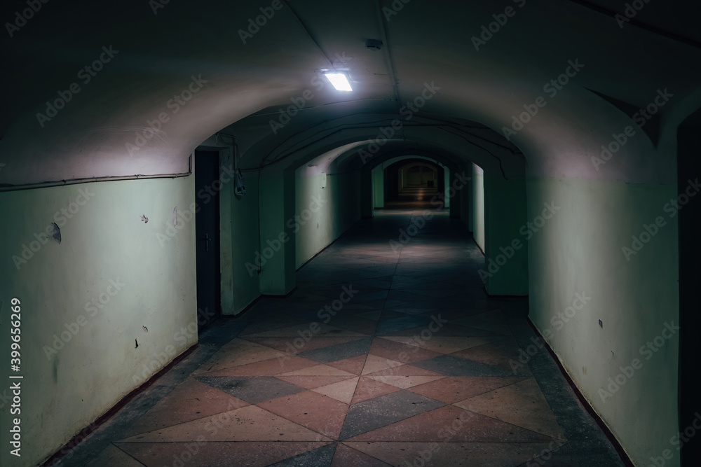 Dark and creepy vaulted dungeon under historical building