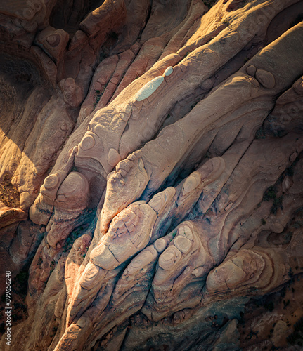 Print op canvas Rock structures of the arches in the Arches National Park, Moab directly from above
