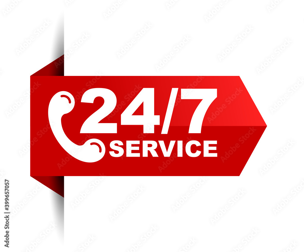 red vector illustration banner 24/7 service red vector illustration banner 24/7 service