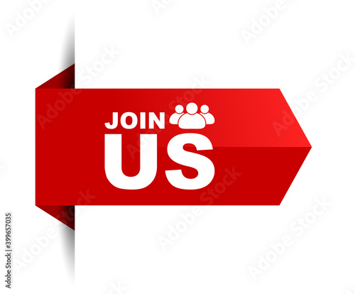 red vector illustration banner join us