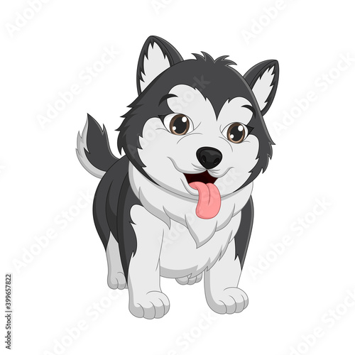 Cute baby dog cartoon on white background