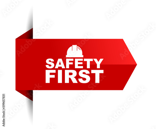 red vector illustration banner safety first