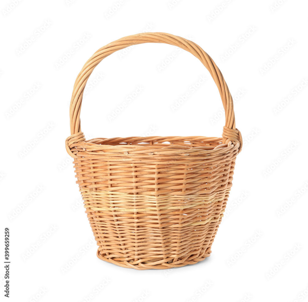 Wicker basket with handle isolated on white