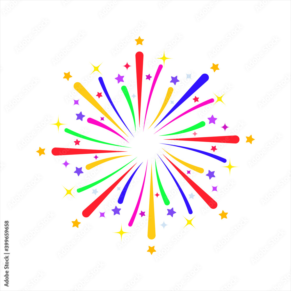 fire work icon Vector Illustration design Logo template on background. color editable