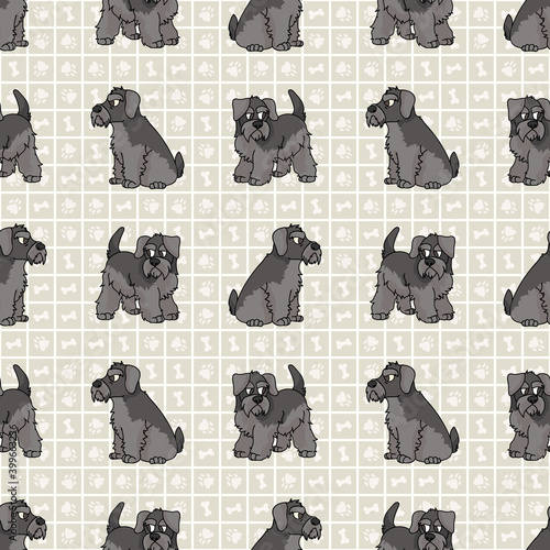Cute cartoon Schnauzer sitting vector clipart. Pedigree kennel dog breed for obedience training. Purebred domestic puppy for dog show illustration mascot. Isolated canine hunting breed. 