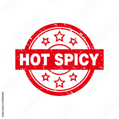 Abstract Red Grungy Hot Spicy Rubber Stamp Sign Illustration Vector, Hot SpicyText Seal, Mark, Label Design Template