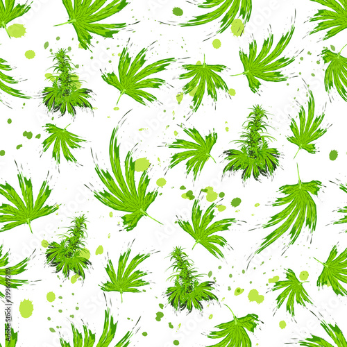 Weed Leaf Artistic Holiday Happy Background. Cannabis Bush of Hemp or Marijuana Marijuana Foliage, Cannabis Plant. 