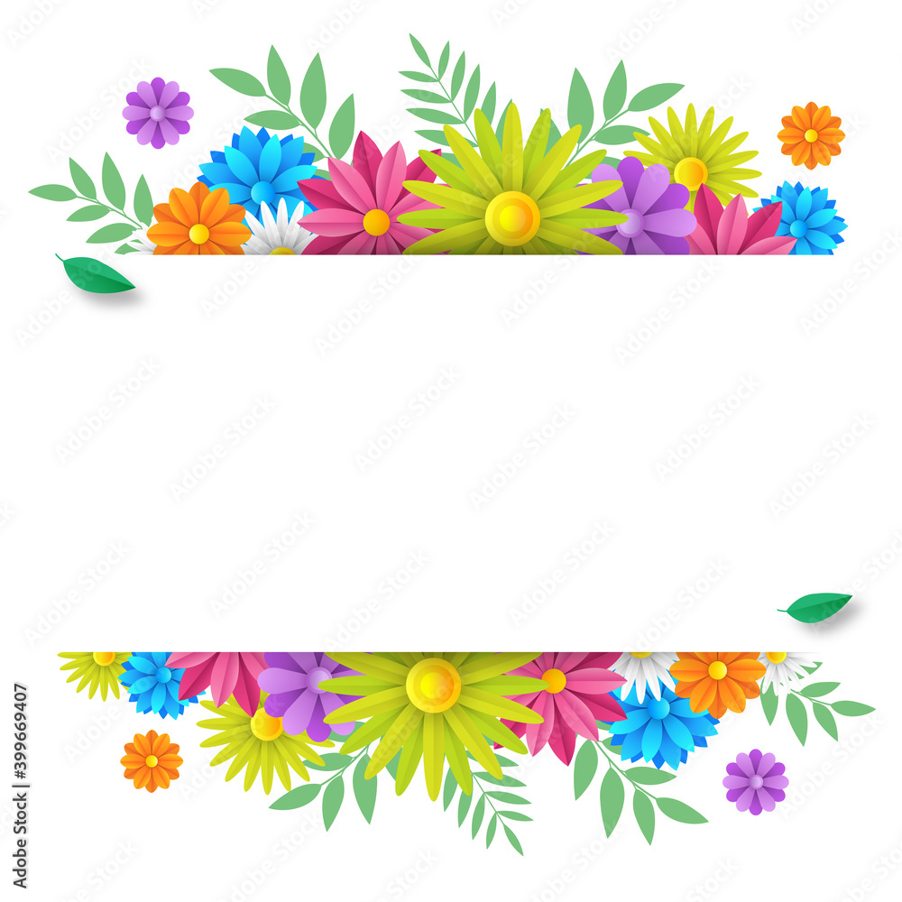 Obraz premium Flower isolated banner on white background. Design for cards, wedding invitation or greeting design. Vector illustration