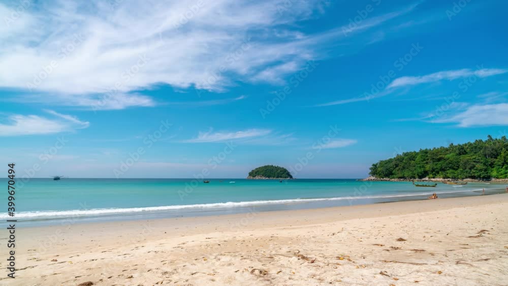 4k timelapse of small island in tropical andaman sea,beautiful tropical island in Phuket. Thailand under a clear blue sunny sky in summer season,Landscape beach and small wave in summer day 4k timelapse of small island in tropical andaman sea,beautiful tropical island in Phuket. Thailand under a clear blue sunny sky in summer season,Landscape beach and small wave in summer day