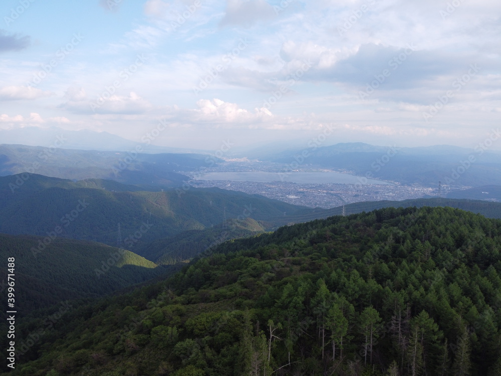 Naklejka premium 諏訪湖 空撮