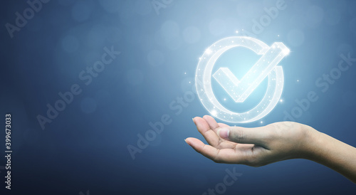 Standard quality control certification assurance guarantee. Concept of internet business technology digital photo