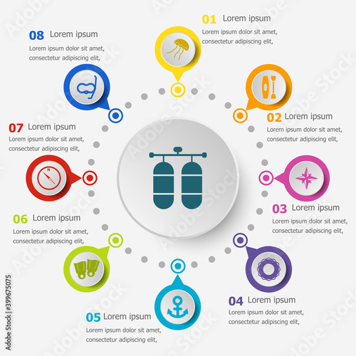 Infographic template with diving icons