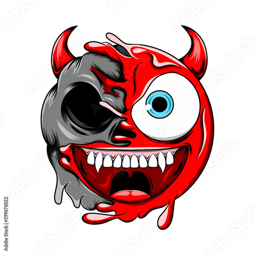 The devil death skull change to be bad evil red devil emoticon