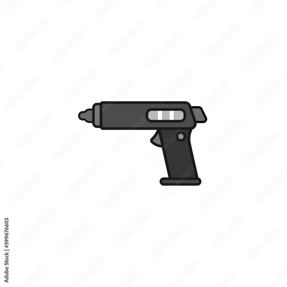 Electric hot gun isolated icon on white background. Vector illustration in flat cartoon design. 