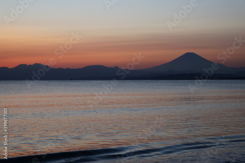 Mt. fuji view from beach at dusk © TATSUMI