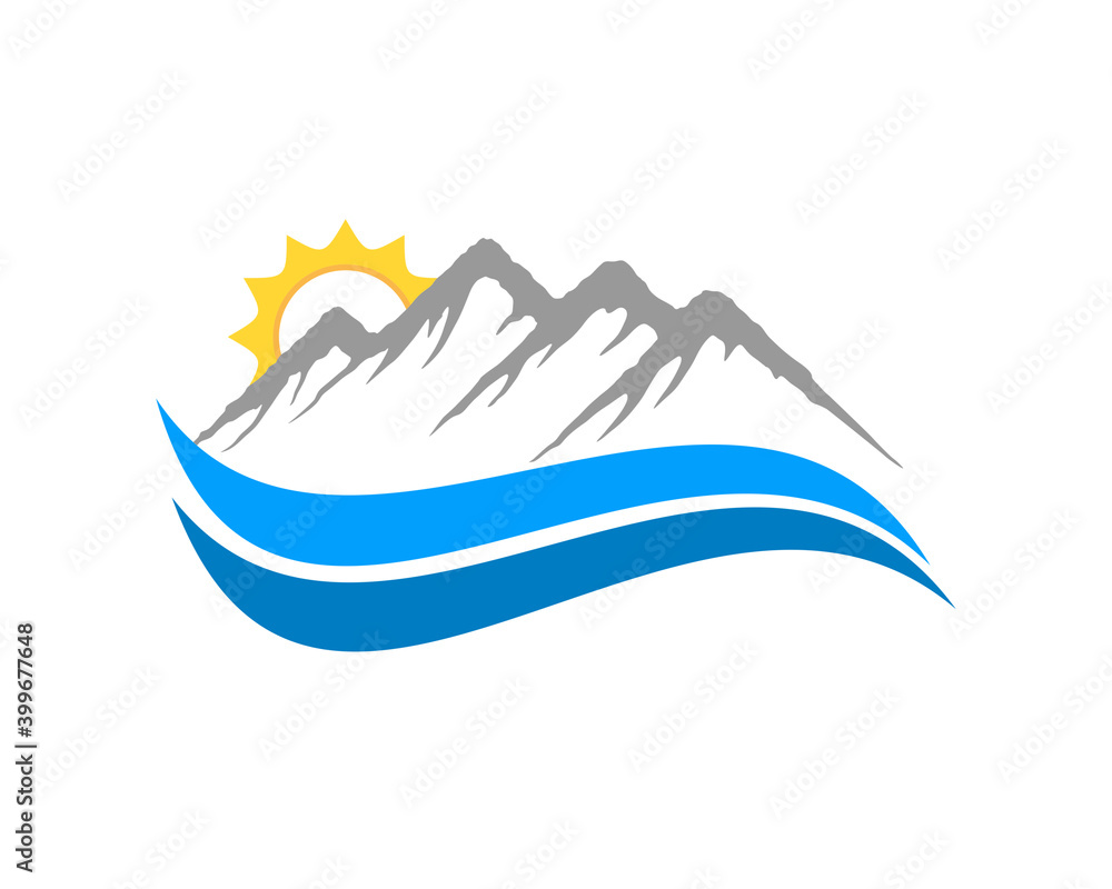 Mountain scenery with blue wave Mountain scenery with blue wave