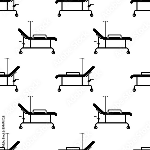Stretcher Icon Seamless Pattern, Medical Care Litter Pram
