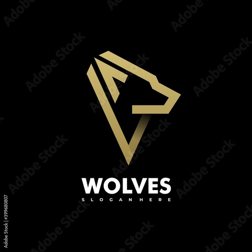 Vector Logo Illustration Wolves Line Art Style.