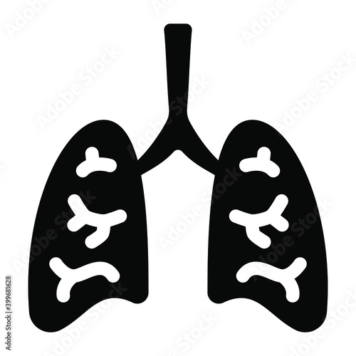 
Human respiratory organ, lungs icon in glyph design 
