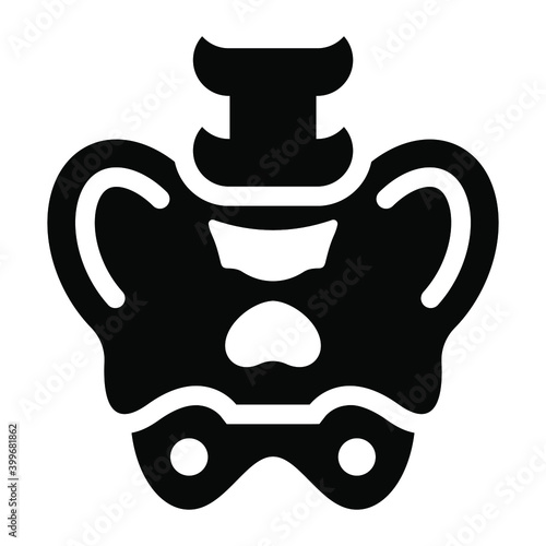 
A solid vector style of hip bone, pelvis icon
