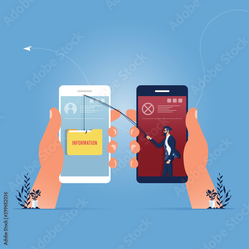 Attack hacker to data-phishing and hacking crime concept, Business man steal data, hacker attack on smartphone vector