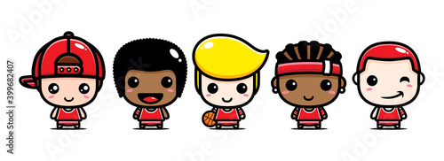 cute character vector design for basketball player team photo