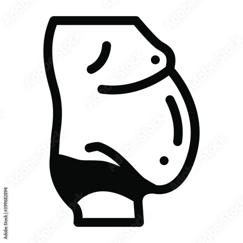
Tummy fat, obesity icon in solid design vector
