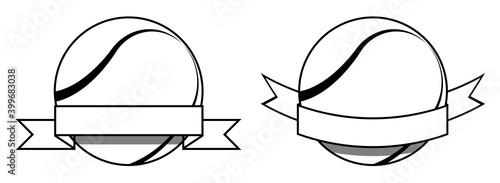 symbol set, sport ball for tennis on white background with ribbon. Tennis competition. Isolated vector