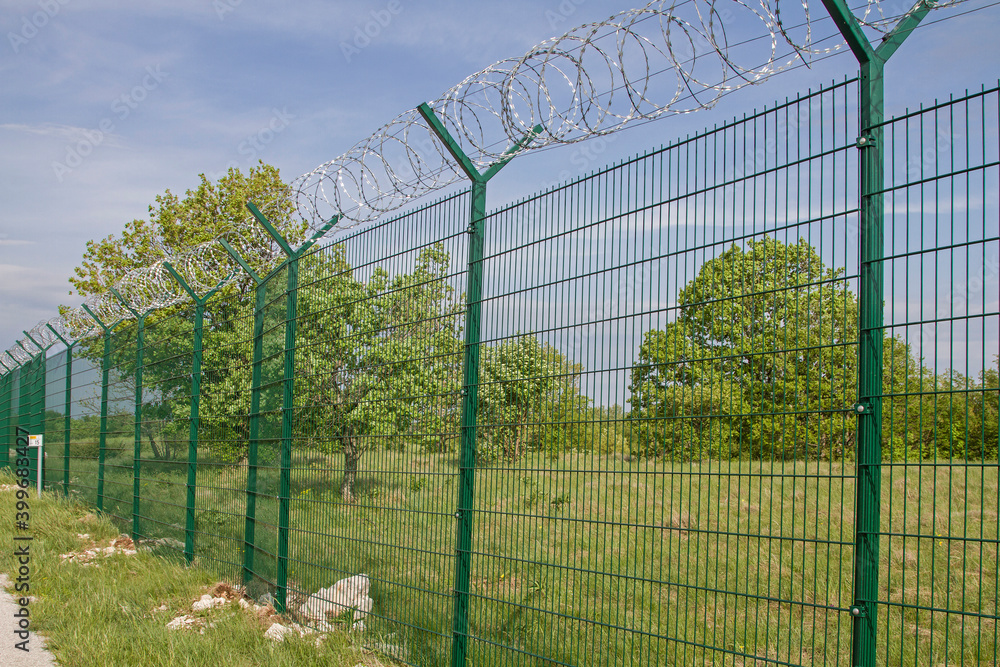 Newly erected border fence Newly erected border fence