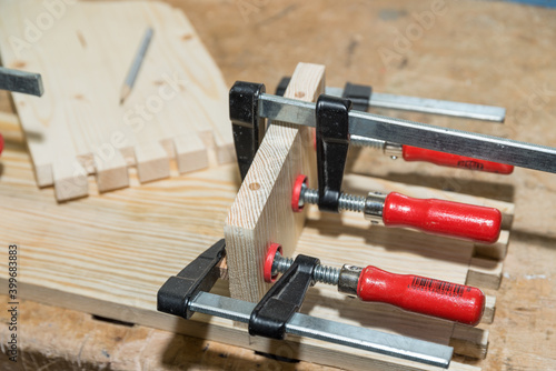 Screw Clamps As A Carpenter S Tool In A Workshop