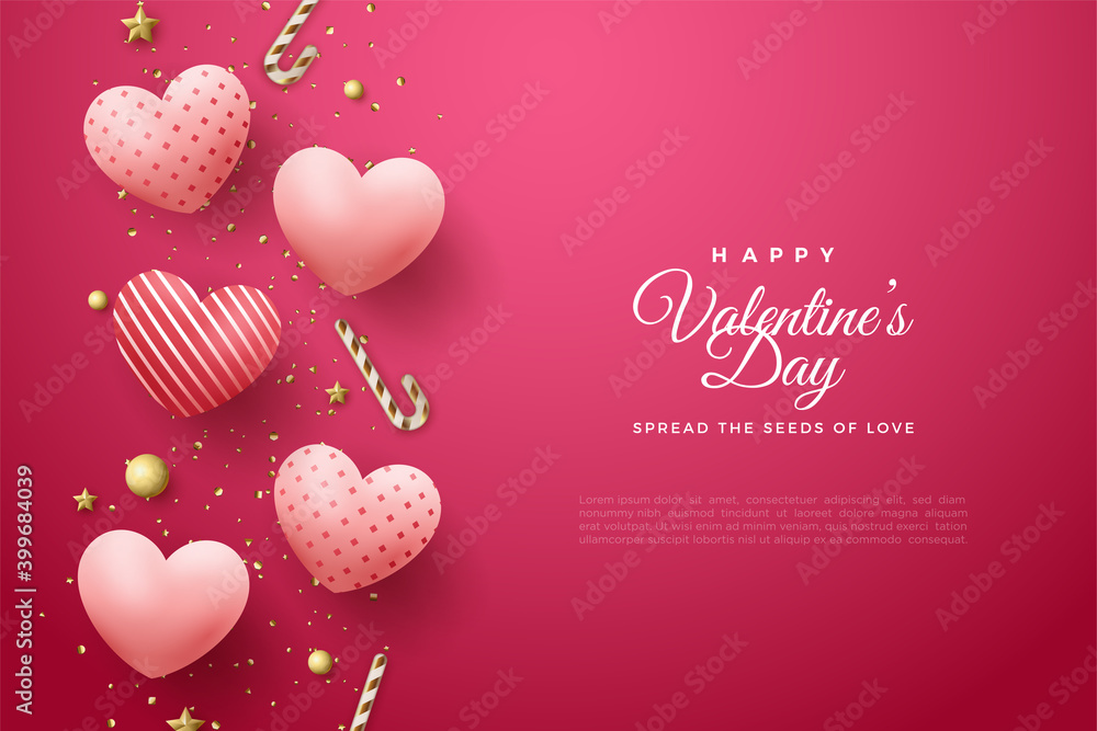 Valentine's day background with beautiful love balloons.