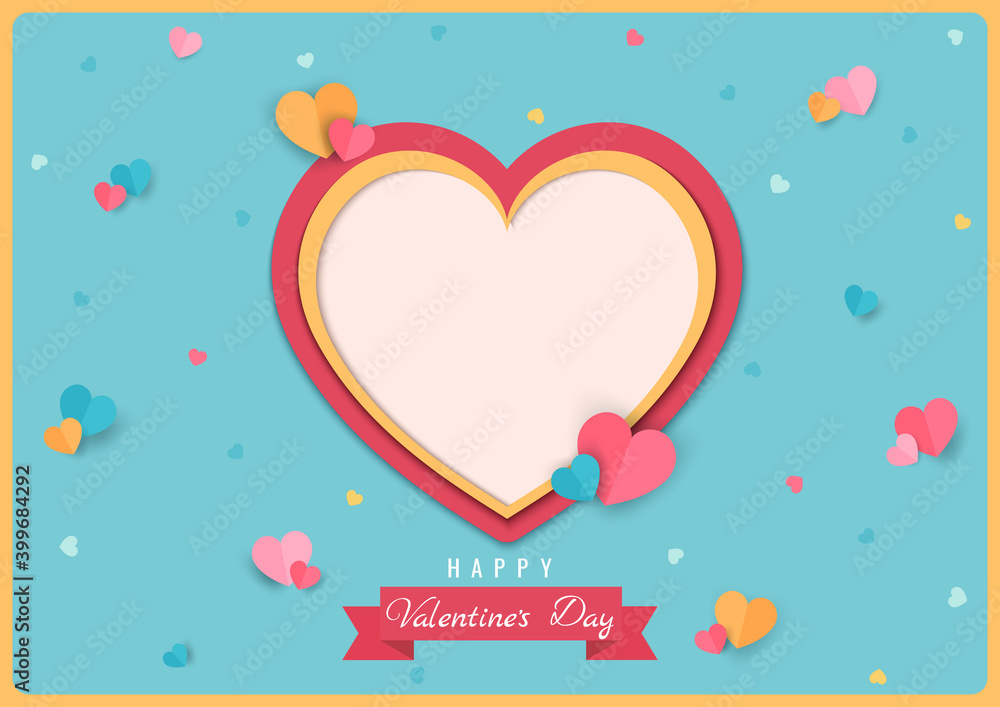 Heart pattern design to paper art style for Valentine's Day