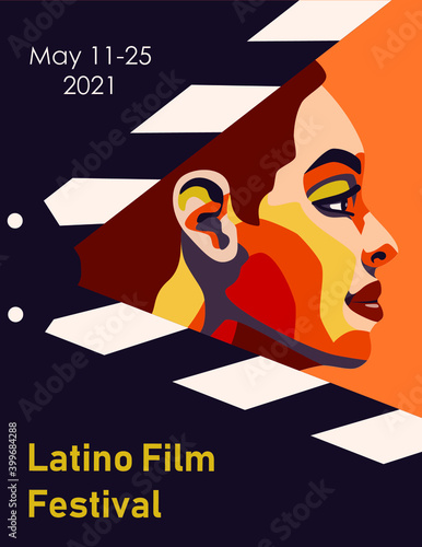 Latino film cinema festival poster. Vector template.