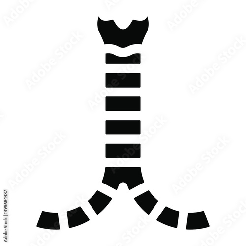 
Long alimentary canal icon in solid style, windpipe vector 
