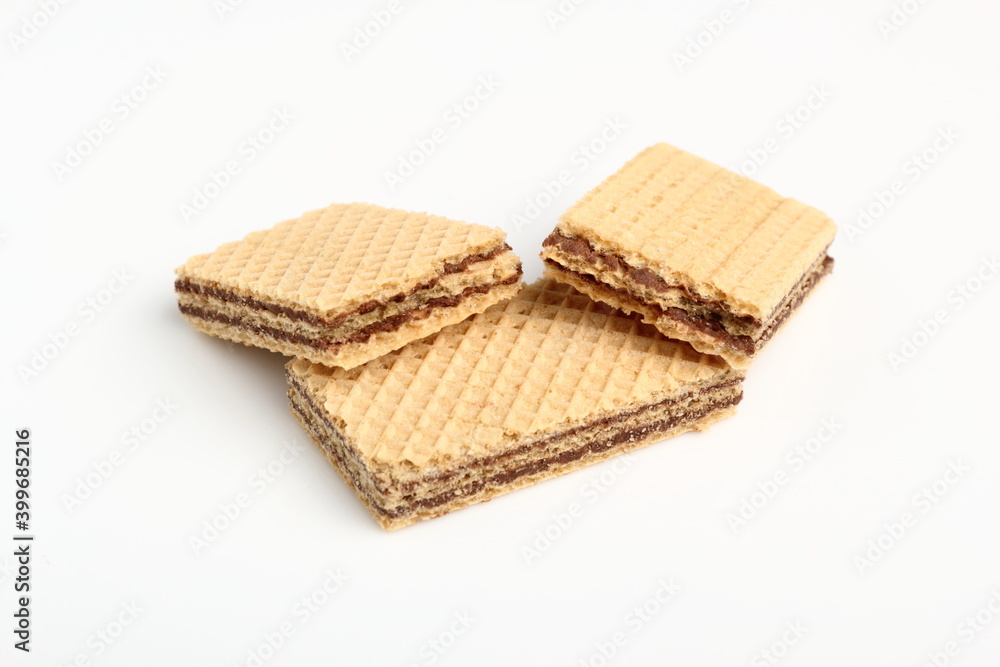 Wafer with Chocolate Filling. Isolated on a white background. Wafer with Chocolate Filling. Isolated on a white background.