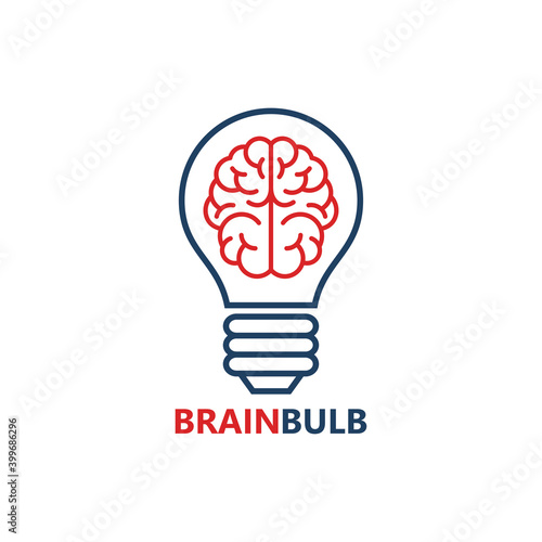 Brain bulb idea logo template design