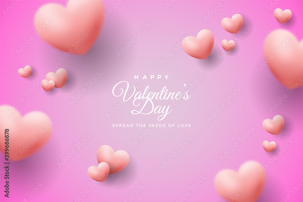 Valentine's day background with pink blur love balloons.