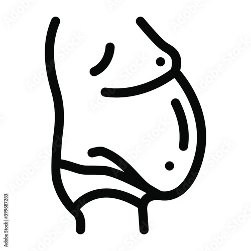 
Tummy fat, obesity icon in solid design vector
