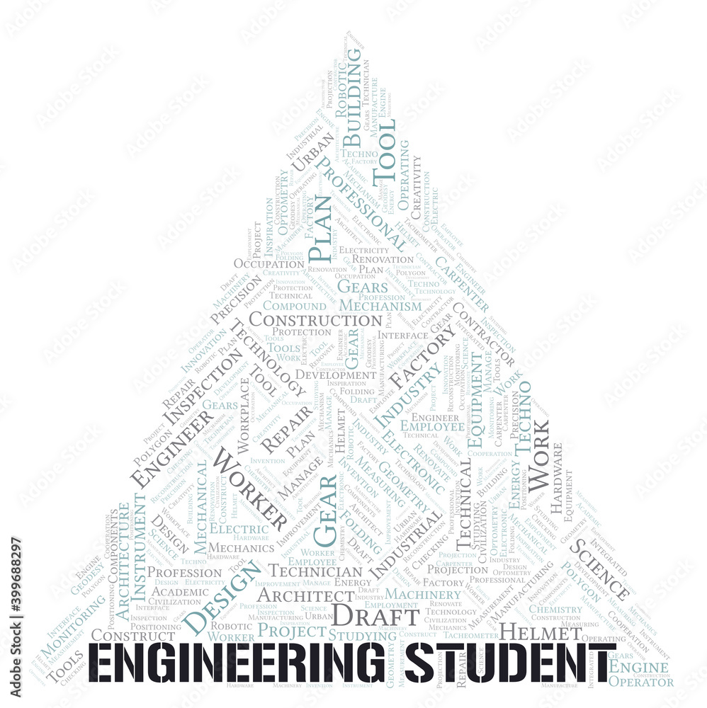 Engineering Student typography word cloud create with the text only Engineering Student typography word cloud create with the text only