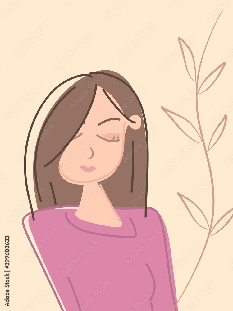 Illustration image of a beautiful girl with long hair, abstract, hand painted, for background, wallpaper, wall decoration, modern and minimalist, pastel colors, logos, icons, and symbols. Illustration image of a beautiful girl with long hair, abstract, hand painted, for background, wallpaper, wall decoration, modern and minimalist, pastel colors, logos, icons, and symbols.