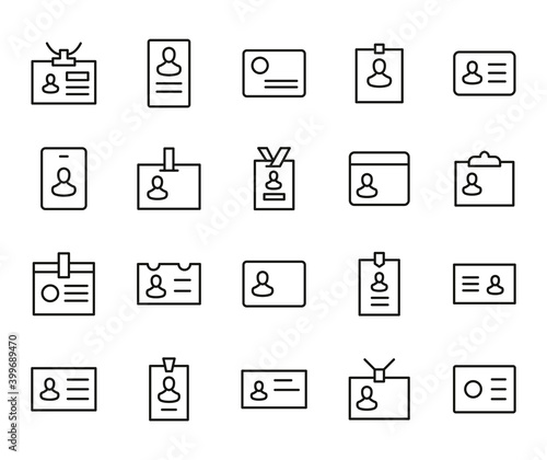 Simple set of personal card icons in trendy line style.