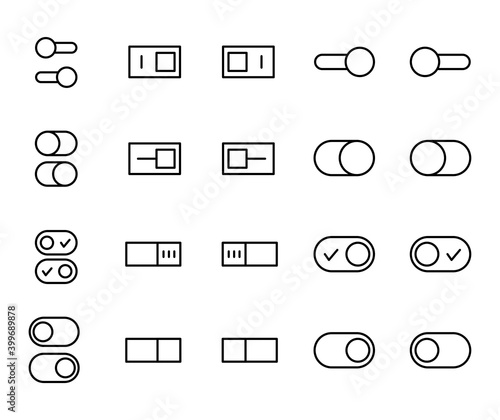 Stroke line icons set of switch