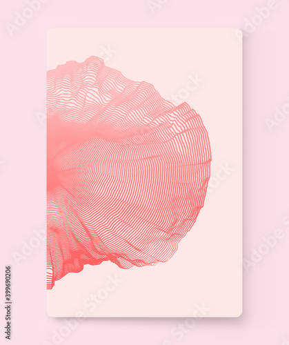 Cover design template. Abstract background with dynamic particles. Circular grid pattern. 3d vector illustration for business, science or technology.