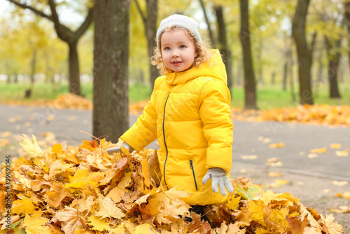 Cute little girl in autumn park