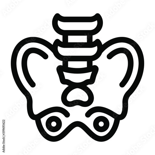 
A solid vector style of hip bone, pelvis icon
