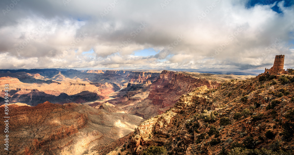 Watchtower Cloudy Views at Desert View, Grand Canyon National Park, Arizona