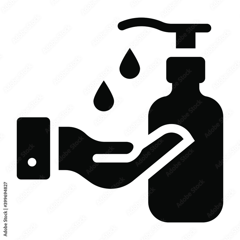 After washing hands, applying sanitizer icon in solid style
After washing hands, applying sanitizer icon in solid style