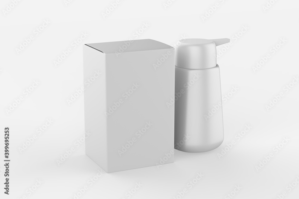 Elegant cosmetic liquid soap for skin care on white background. cosmetic liquid soap mock up. Beautiful cosmetic template for ads. Makeup products brand. 3d illustration